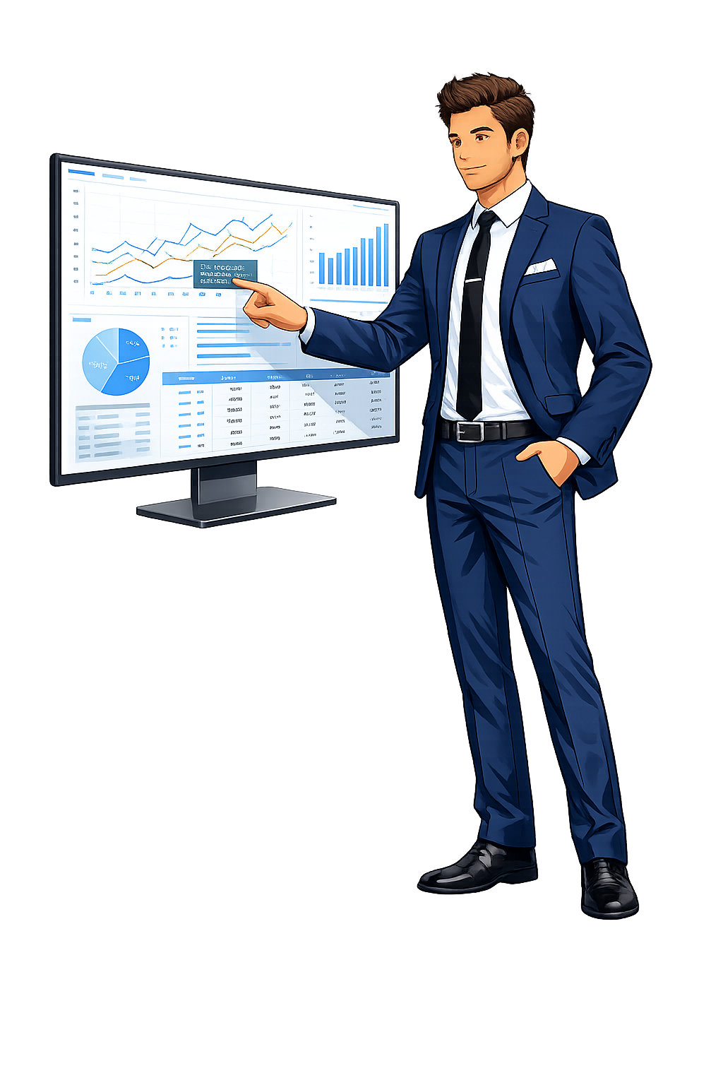 Developer presenting a business dashboard